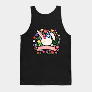 Happy Easter Bunny and Flowers Tank Top